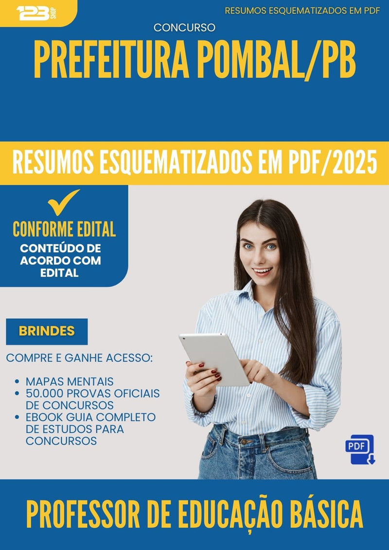 Resumos Esquematizados para Concurso Professor De Educacao Basica da Prefeitura Pombal Pb 2025 - Conteúdo de Acordo com Edital