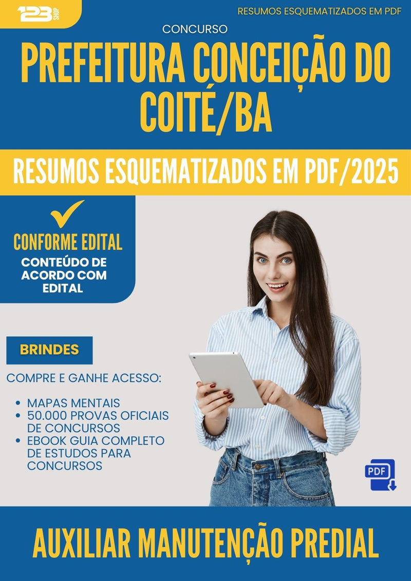 Resumos Esquematizados para Concurso Auxiliar Manutencao Predial da Prefeitura Conceicao Do Coite Ba 2025 - Conteúdo de Acordo com Edital