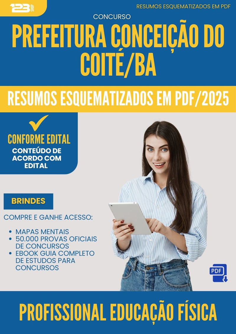 Resumos Esquematizados para Concurso Profissional Educacao Fisica da Prefeitura Conceicao Do Coite Ba 2025 - Conteúdo de Acordo com Edital