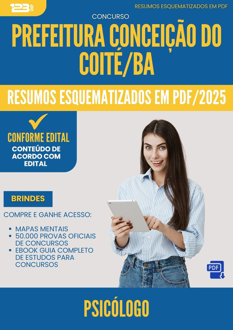 Resumos Esquematizados para Concurso Psicologo da Prefeitura Conceicao Do Coite Ba 2025 - Conteúdo de Acordo com Edital