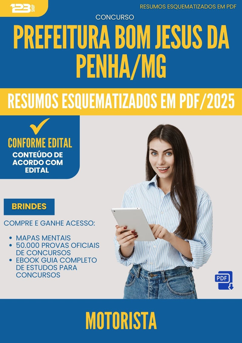 Resumos Esquematizados para Concurso Motorista da Prefeitura Bom Jesus Da Penha Mg 2025 - Conteúdo de Acordo com Edital