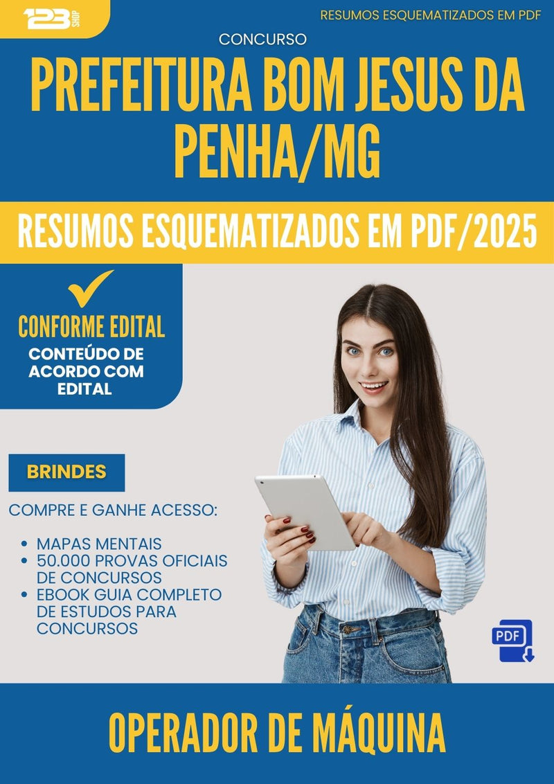 Resumos Esquematizados para Concurso Operador De Maquina da Prefeitura Bom Jesus Da Penha Mg 2025 - Conteúdo de Acordo com Edital