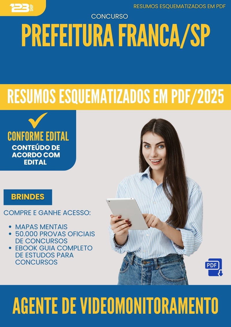 Resumos Esquematizados para Concurso Agente De Videomonitoramento da Prefeitura Franca Sp 2025 - Conteúdo de Acordo com Edital
