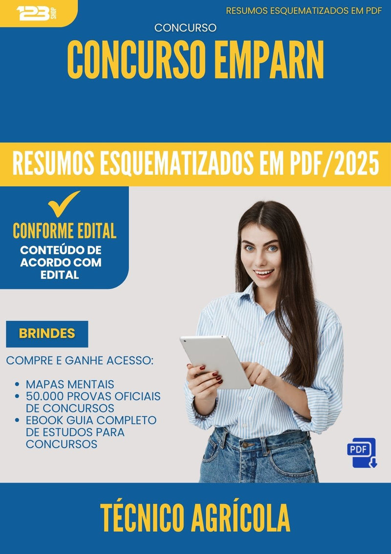 Resumos Esquematizados para Concurso Tecnico Agricola Emparn 2025 - Conteúdo de Acordo com Edital