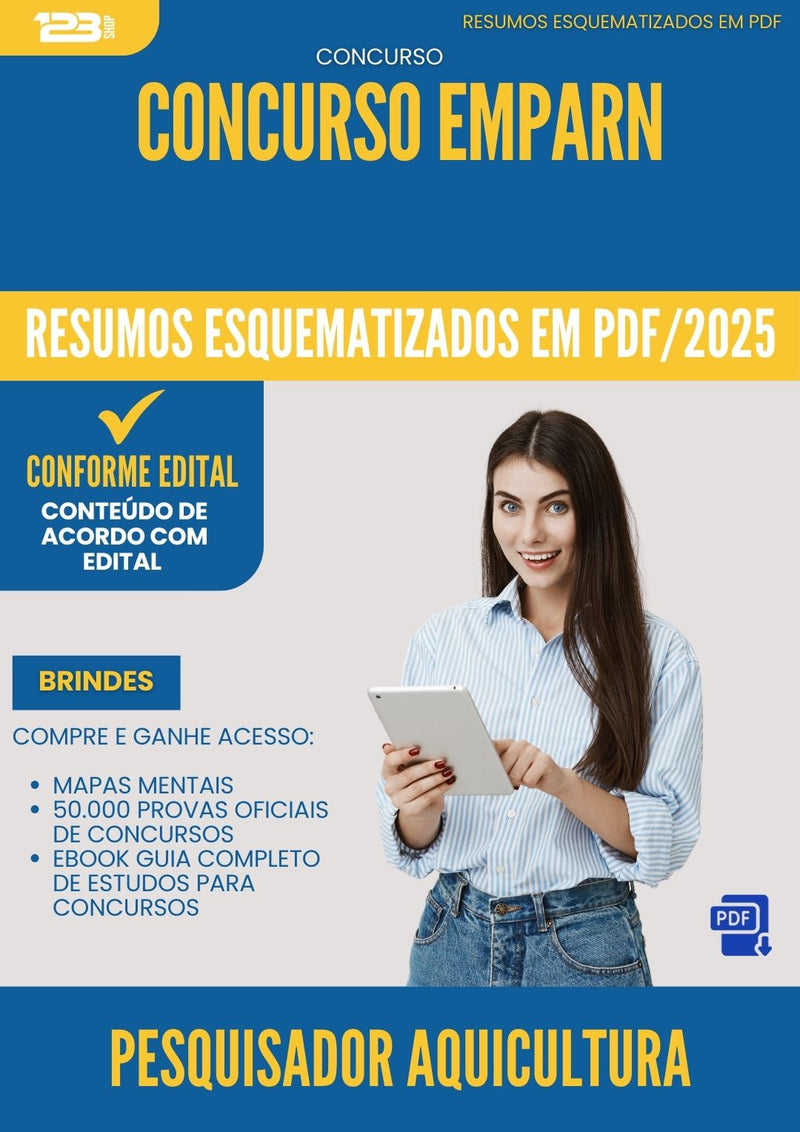 Resumos Esquematizados para Concurso Pesquisador Aquicultura Emparn 2025 - Conteúdo de Acordo com Edital