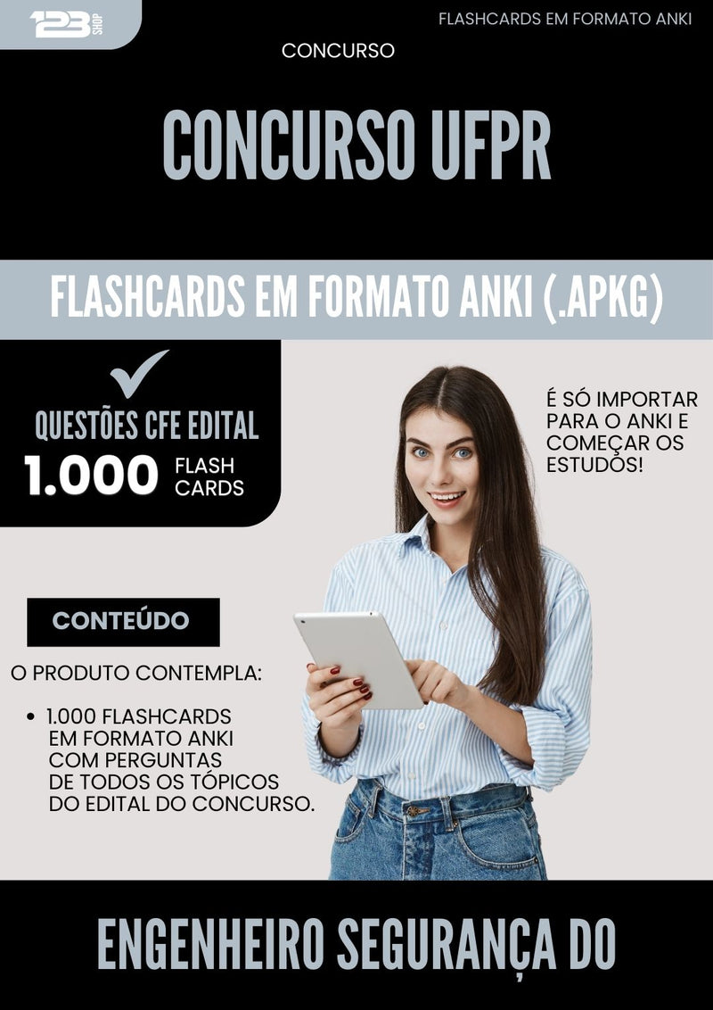 Flashcards para Concurso Engenheiro Seguranca Trabalho Ufpr 2025 - 1.000 Flashcards de Acordo com Edital