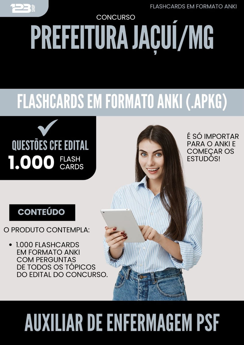 Flashcards para Concurso Auxiliar De Enfermagem Psf da Prefeitura Jacui Mg 2025 - 1.000 Flashcards de Acordo com Edital