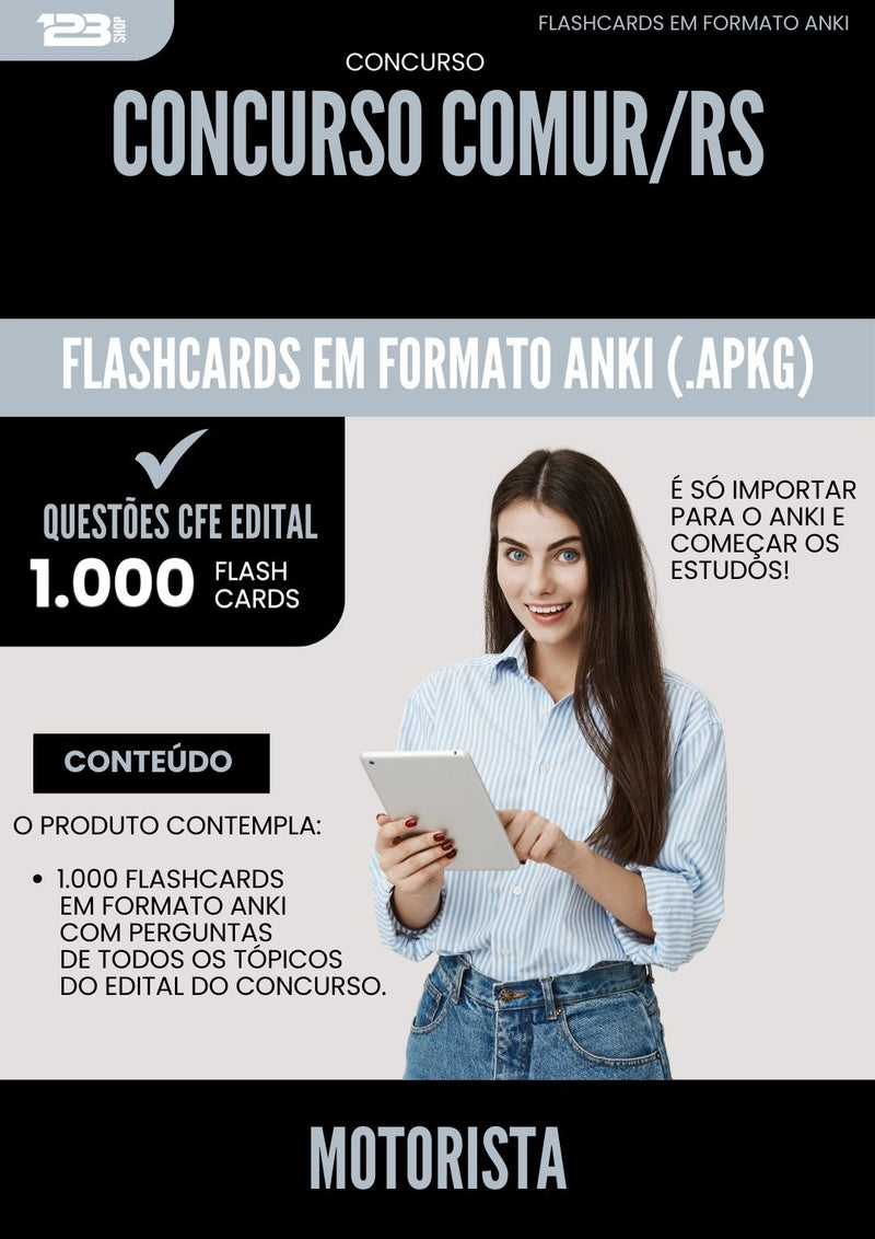 Flashcards para Concurso Motorista Comur Rs 2025 - 1.000 Flashcards de Acordo com Edital