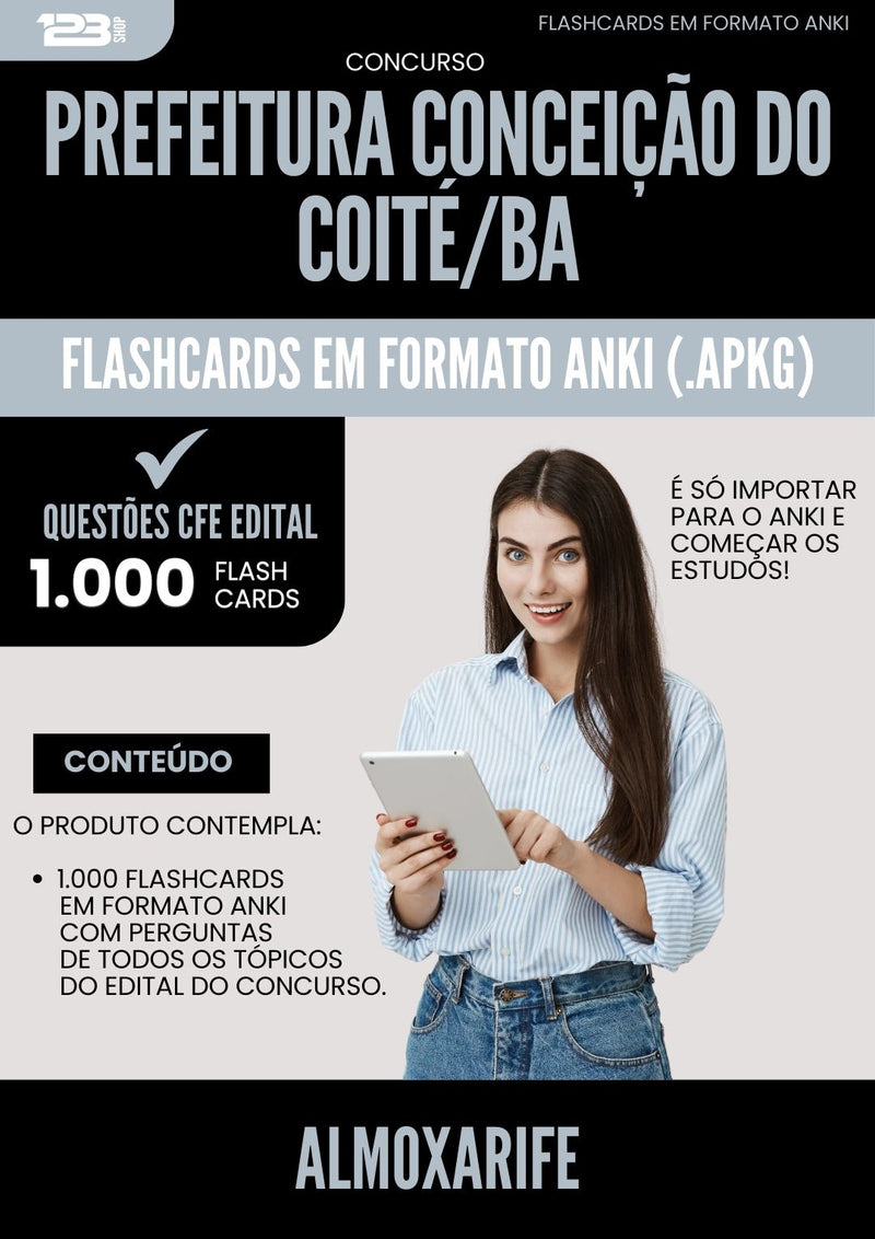 Flashcards para Concurso Almoxarife da Prefeitura Conceicao Do Coite Ba 2025 - 1.000 Flashcards de Acordo com Edital