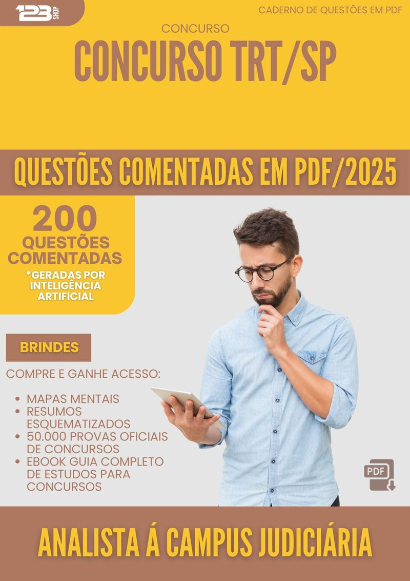 200 Questões Comentadas para Concurso Analista Area Judiciaria Trt Sp 2025 - 200 Questões