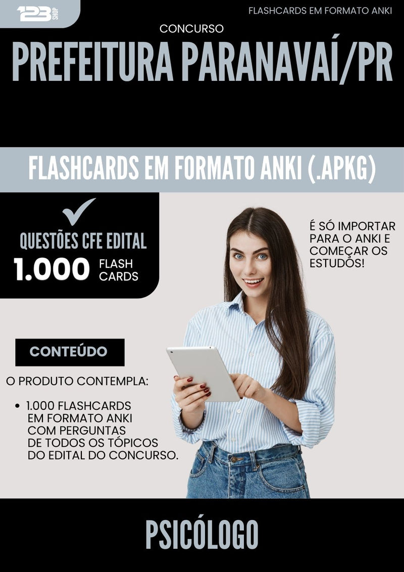 Flashcards para Concurso Psicologo da Prefeitura Paranavai Pr 2025 - 1.000 Flashcards de Acordo com Edital
