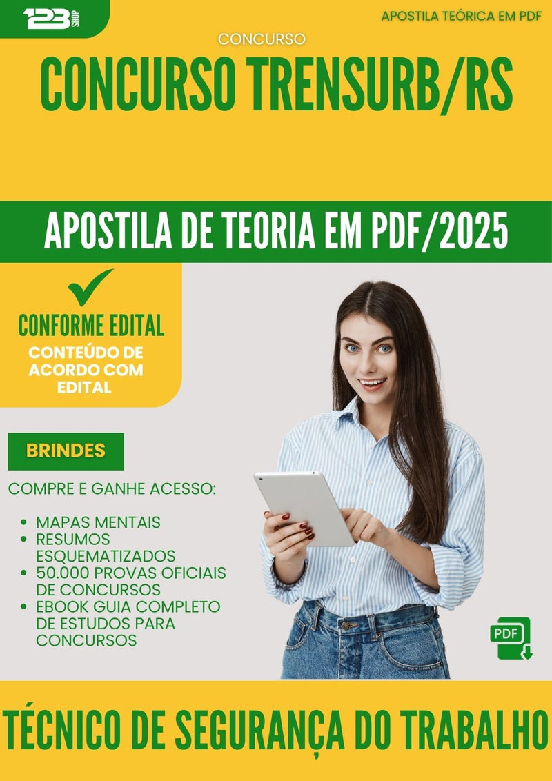 Apostila Teórica para Concurso Tecnico De Seguranca Do Trabalho Trensurb Rs 2025 - Conteúdo de Acordo com Edital