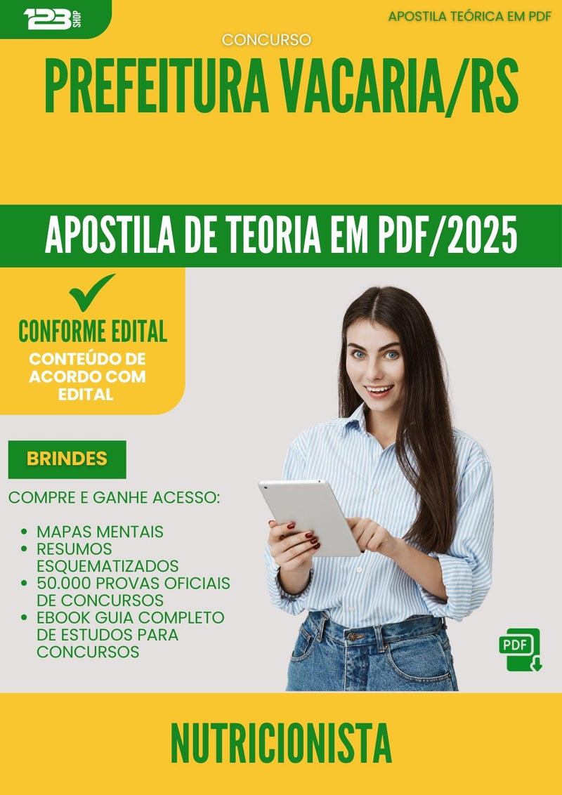 Apostila Teórica para Concurso Nutricionista da Prefeitura Vacaria Rs 2025 - Conteúdo de Acordo com Edital