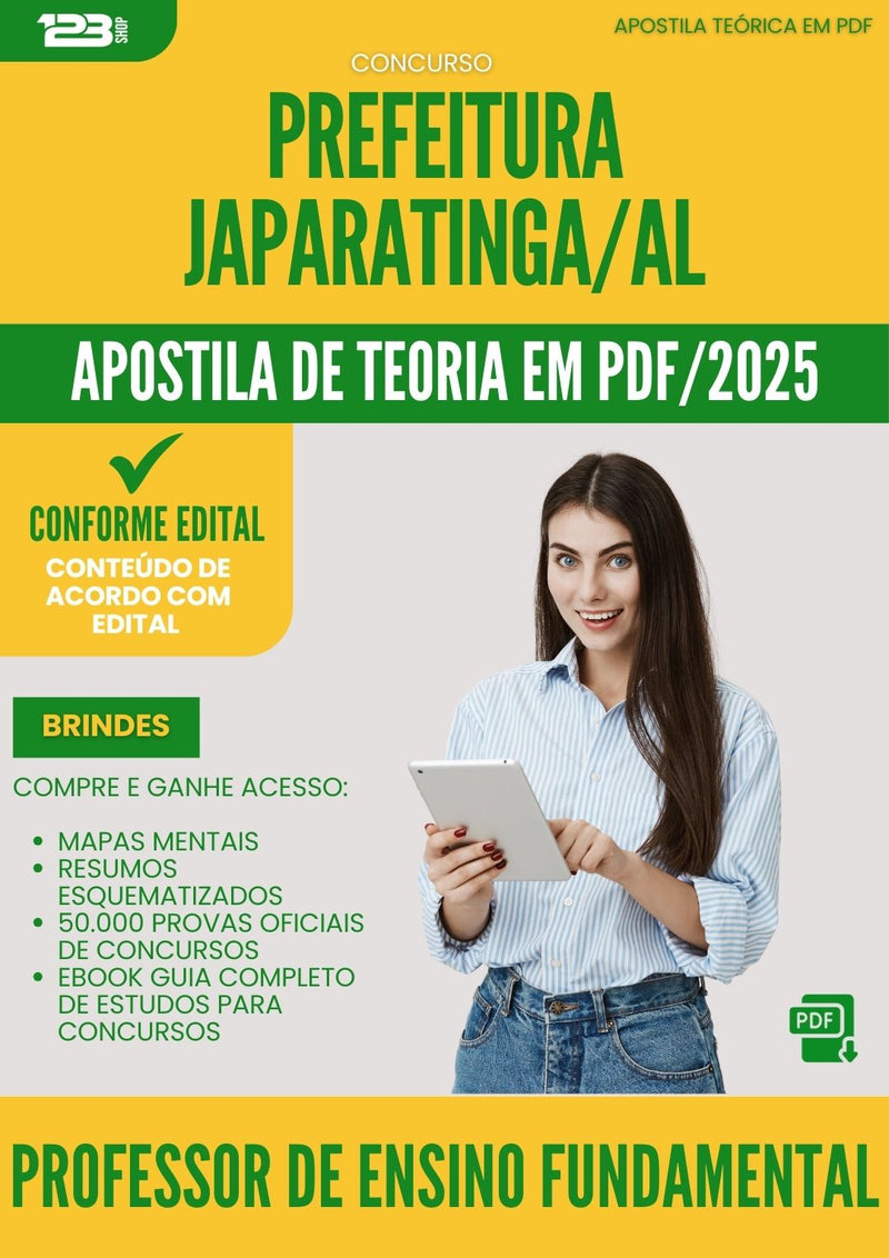 Apostila Teórica para Concurso Professor De Ensino Fundamental da Prefeitura Japaratinga Al 2025 - Conteúdo de Acordo com Edital
