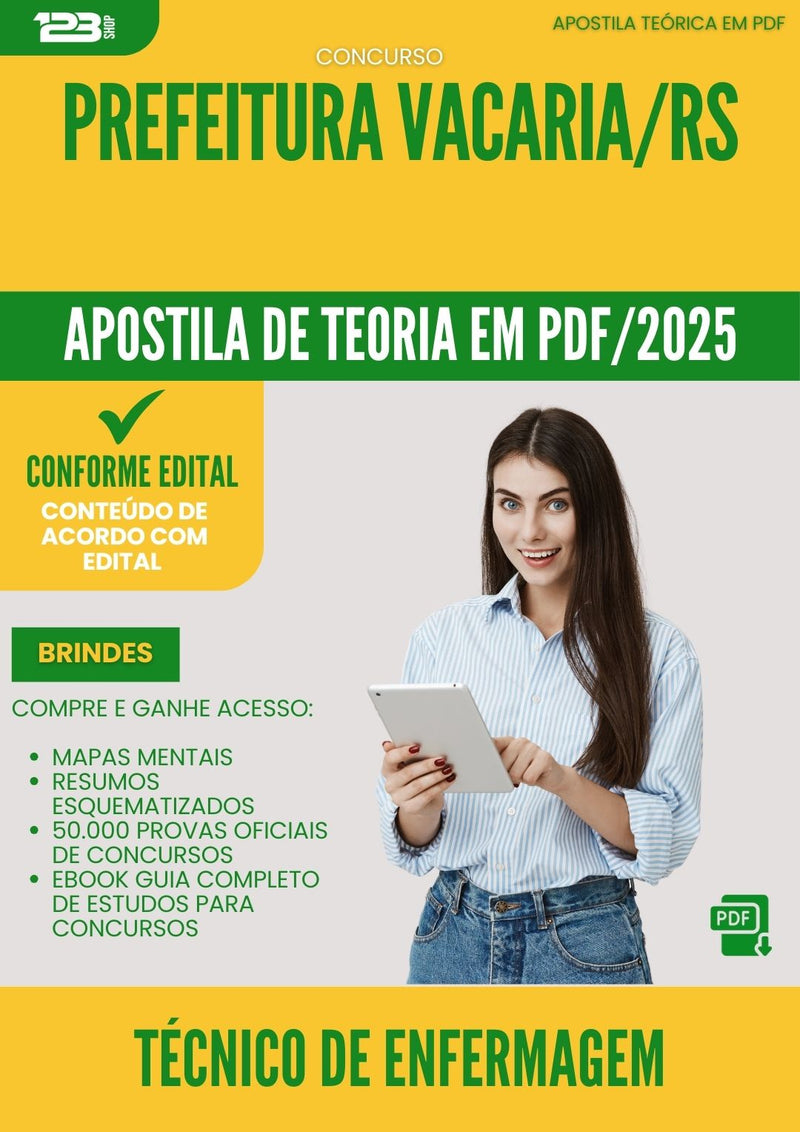 Apostila Teórica para Concurso Tecnico De Enfermagem da Prefeitura Vacaria Rs 2025 - Conteúdo de Acordo com Edital