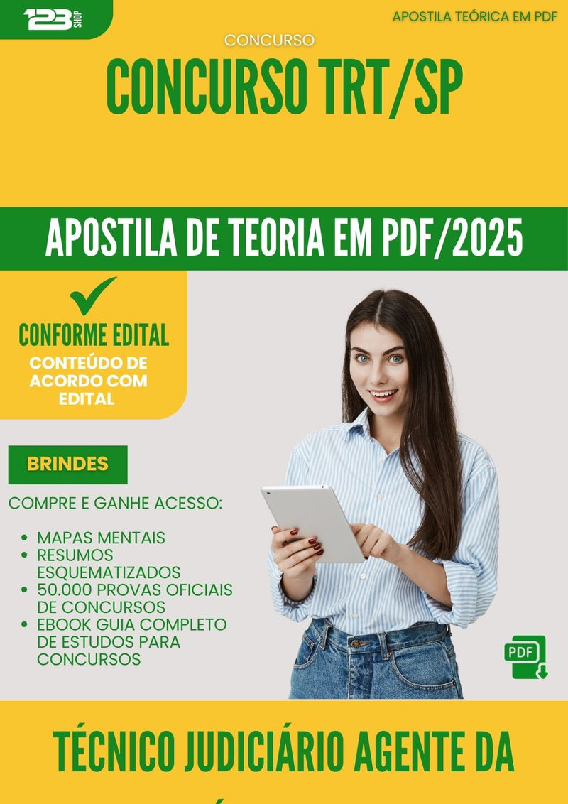 Apostila Teórica para Concurso Tecnico Judiciario Agente Da Policia Judicial Trt Sp 2025 - Conteúdo de Acordo com Edital