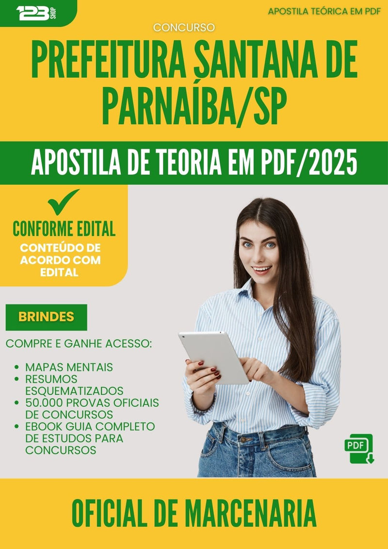 Apostila Teórica para Concurso Oficial De Marcenaria Santana De da Prefeitura Parnaiba Sp 2025 - Conteúdo de Acordo com Edital