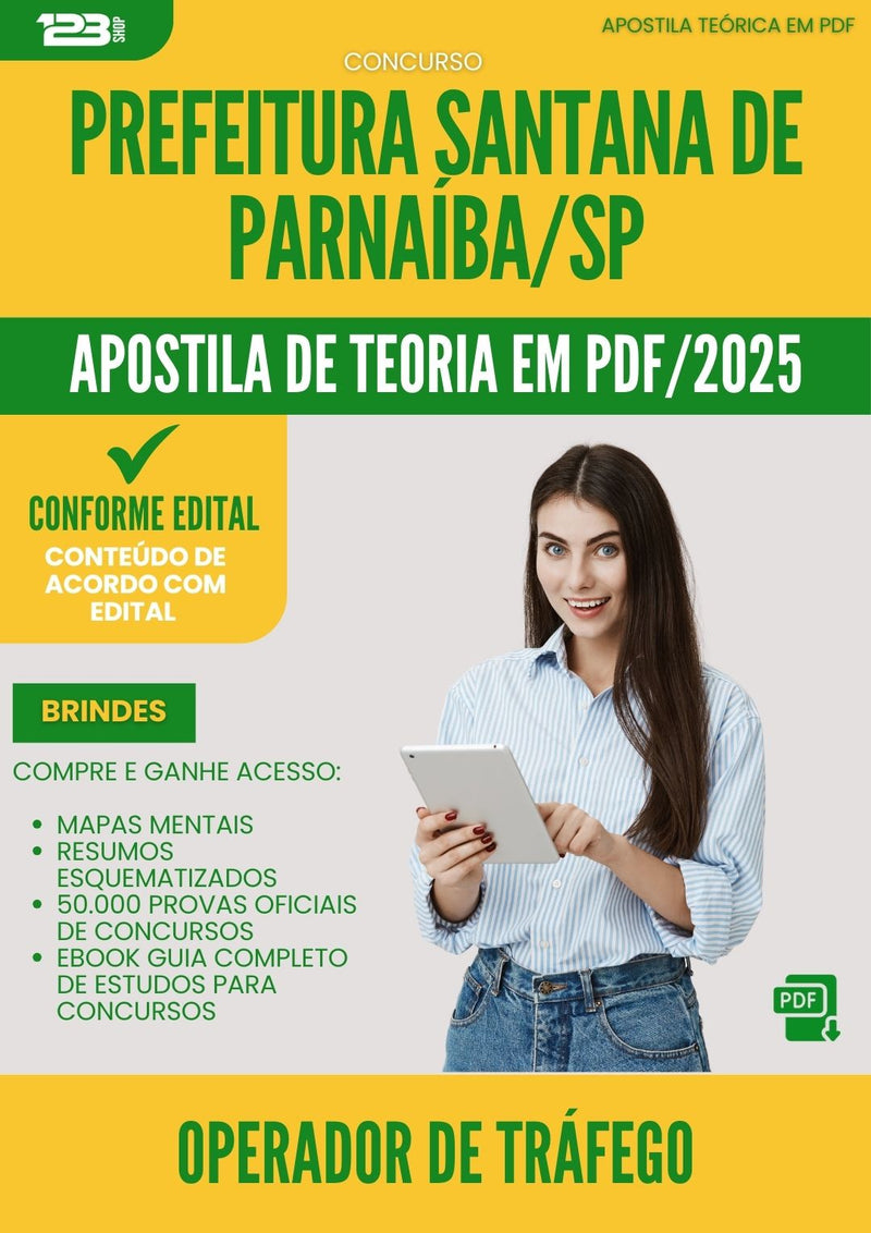 Apostila Teórica para Concurso Operador De Trafego Santana De da Prefeitura Parnaiba Sp 2025 - Conteúdo de Acordo com Edital