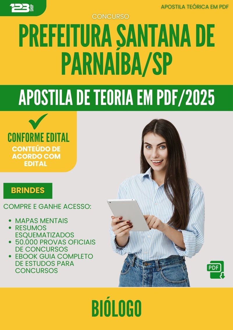 Apostila Teórica para Concurso Biologo Santana De da Prefeitura Parnaiba Sp 2025 - Conteúdo de Acordo com Edital