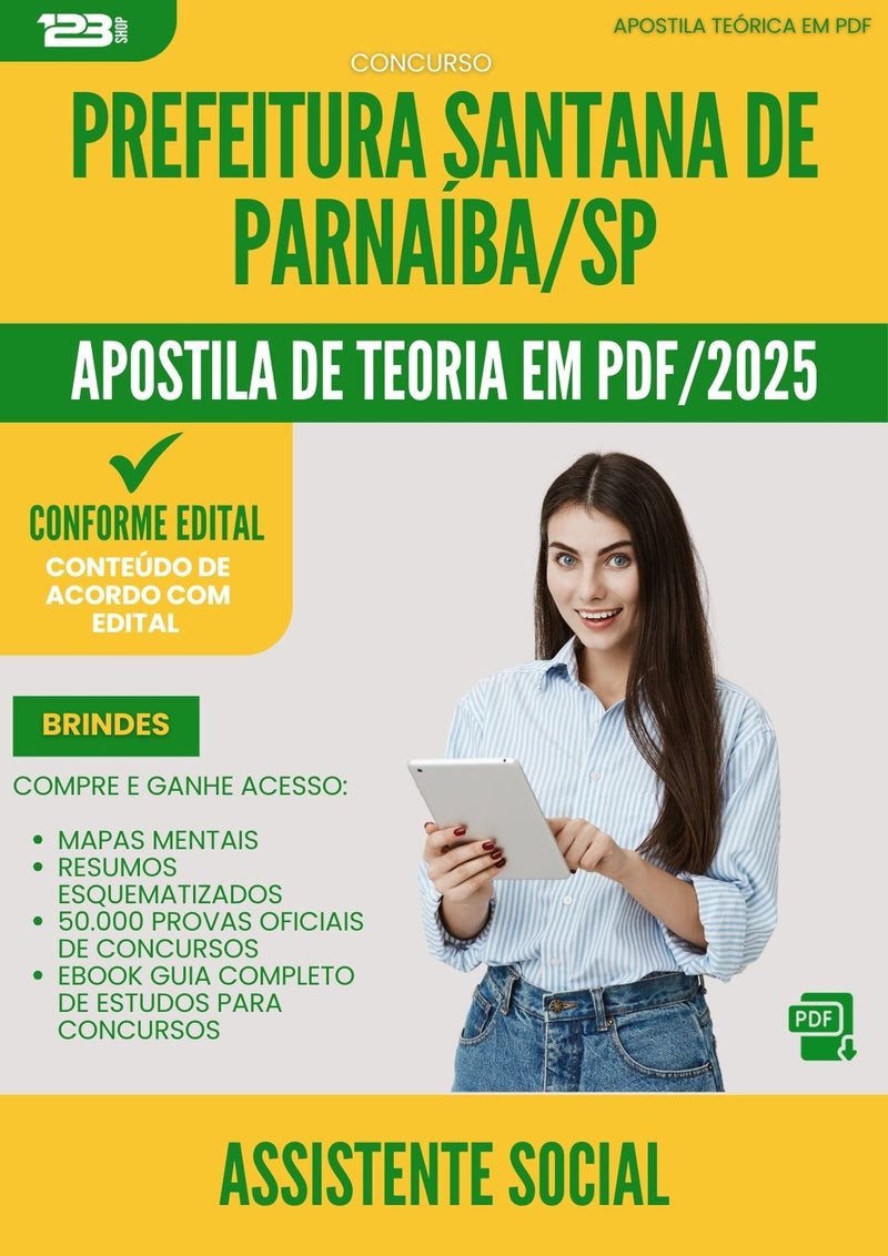 Apostila Teórica para Concurso Assistente Social Santana De da Prefeitura Parnaiba Sp 2025 - Conteúdo de Acordo com Edital