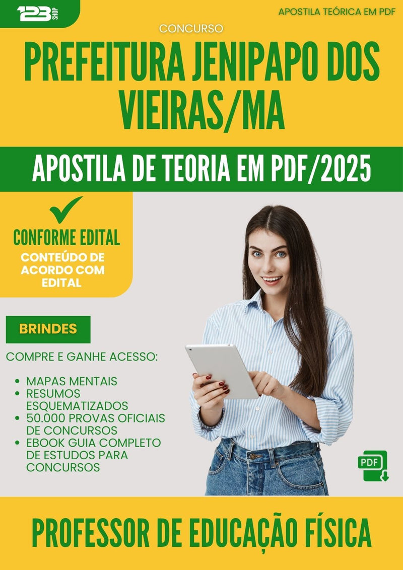 Apostila Teórica para Concurso Professor De Educacao Fisica da Prefeitura Jenipapo Dos Vieiras Ma 2025 - Conteúdo de Acordo com Edital