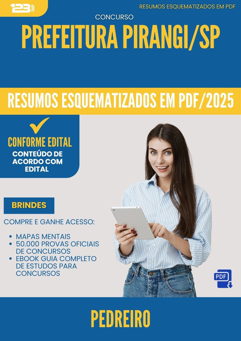 Resumos Esquematizados para Concurso Pedreiro da Prefeitura Pirangi Sp 2025 - Conteúdo de Acordo com Edital