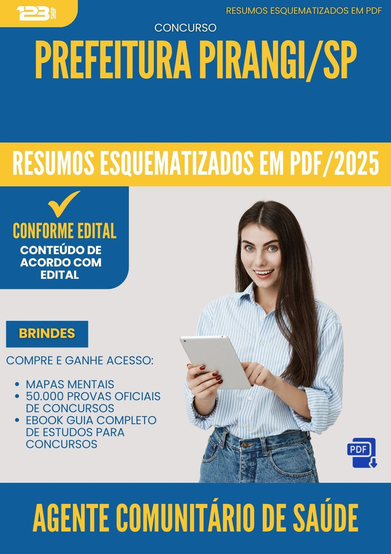 Resumos Esquematizados para Concurso Agente Comunitario De Saude da Prefeitura Pirangi Sp 2025 - Conteúdo de Acordo com Edital