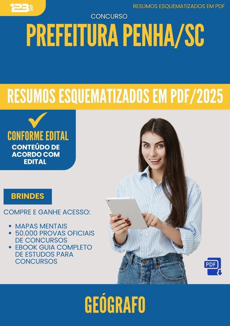 Resumos Esquematizados para Concurso Geografo da Prefeitura Penha Sc 2025 - Conteúdo de Acordo com Edital