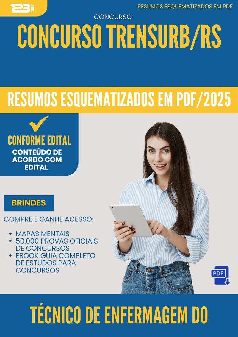 Resumos Esquematizados para Concurso Tecnico De Enfermagem Do Trabalho Trensurb Rs 2025 - Conteúdo de Acordo com Edital