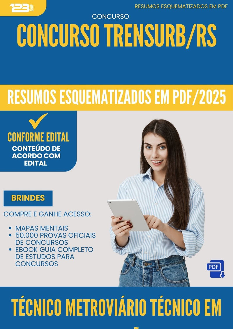 Resumos Esquematizados para Concurso Tecnico Metroviario Tecnico Em Edificacoes Trensurb Rs 2025 - Conteúdo de Acordo com Edital