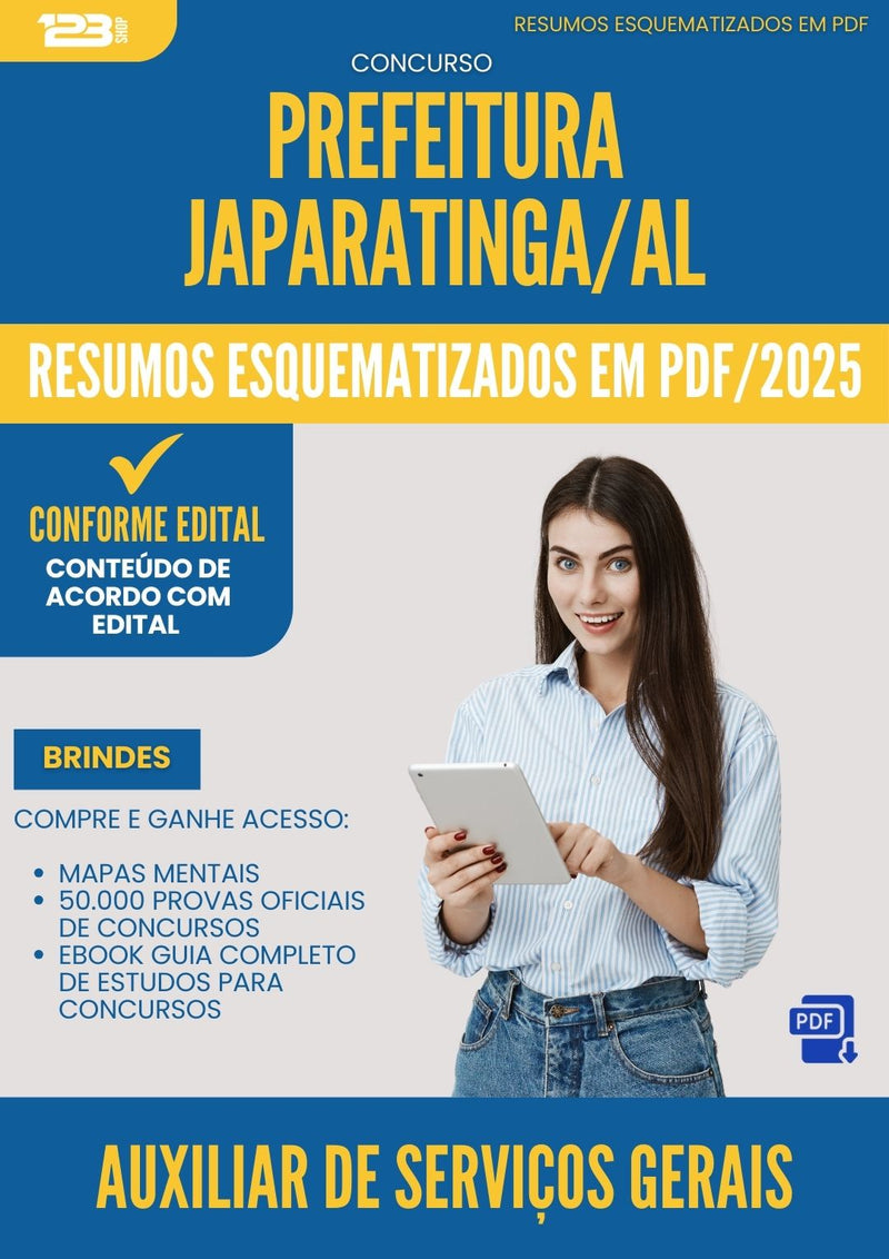 Resumos Esquematizados para Concurso Auxiliar De Servicos Gerais da Prefeitura Japaratinga Al 2025 - Conteúdo de Acordo com Edital