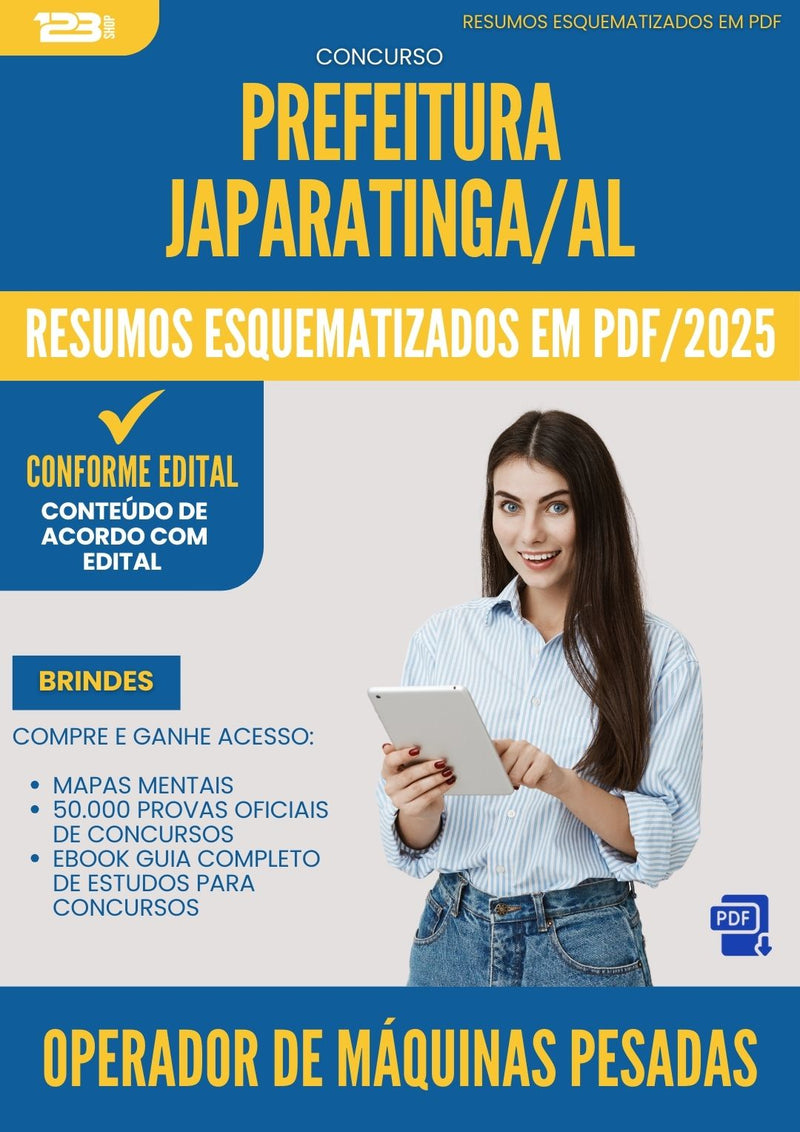 Resumos Esquematizados para Concurso Operador De Maquinas Pesadas da Prefeitura Japaratinga Al 2025 - Conteúdo de Acordo com Edital