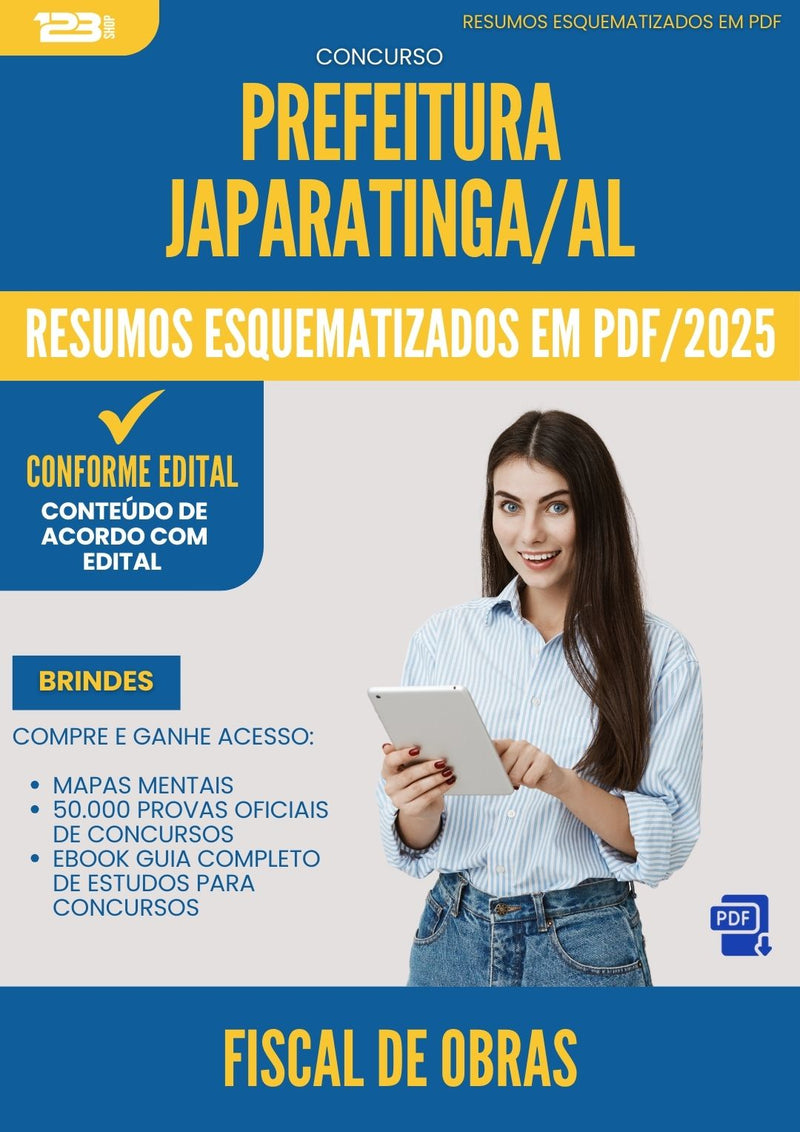 Resumos Esquematizados para Concurso Fiscal De Obras da Prefeitura Japaratinga Al 2025 - Conteúdo de Acordo com Edital
