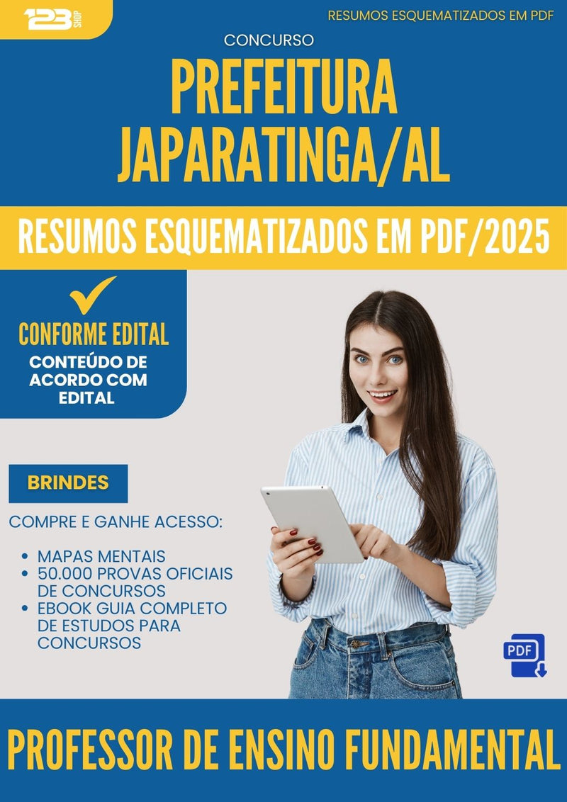 Resumos Esquematizados para Concurso Professor De Ensino Fundamental da Prefeitura Japaratinga Al 2025 - Conteúdo de Acordo com Edital