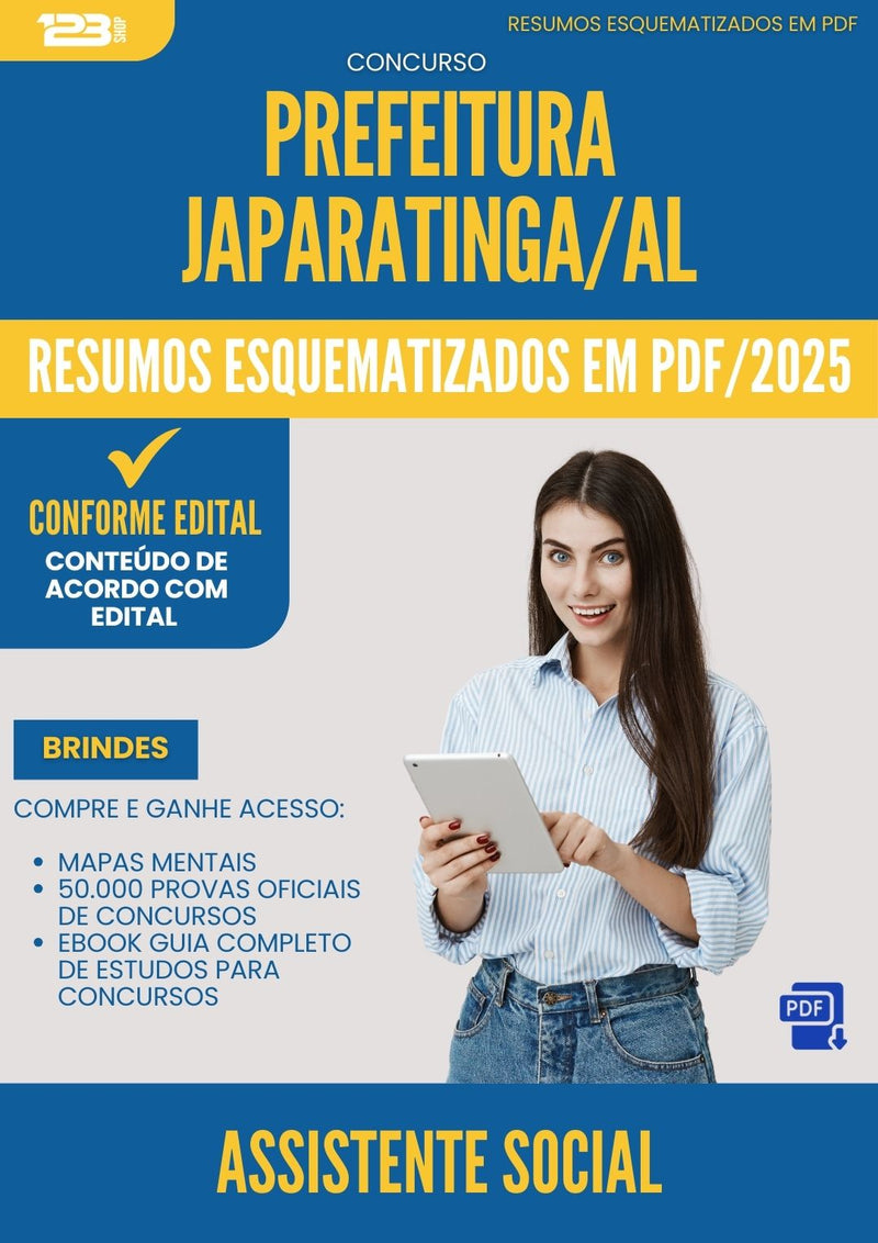 Resumos Esquematizados para Concurso Assistente Social da Prefeitura Japaratinga Al 2025 - Conteúdo de Acordo com Edital