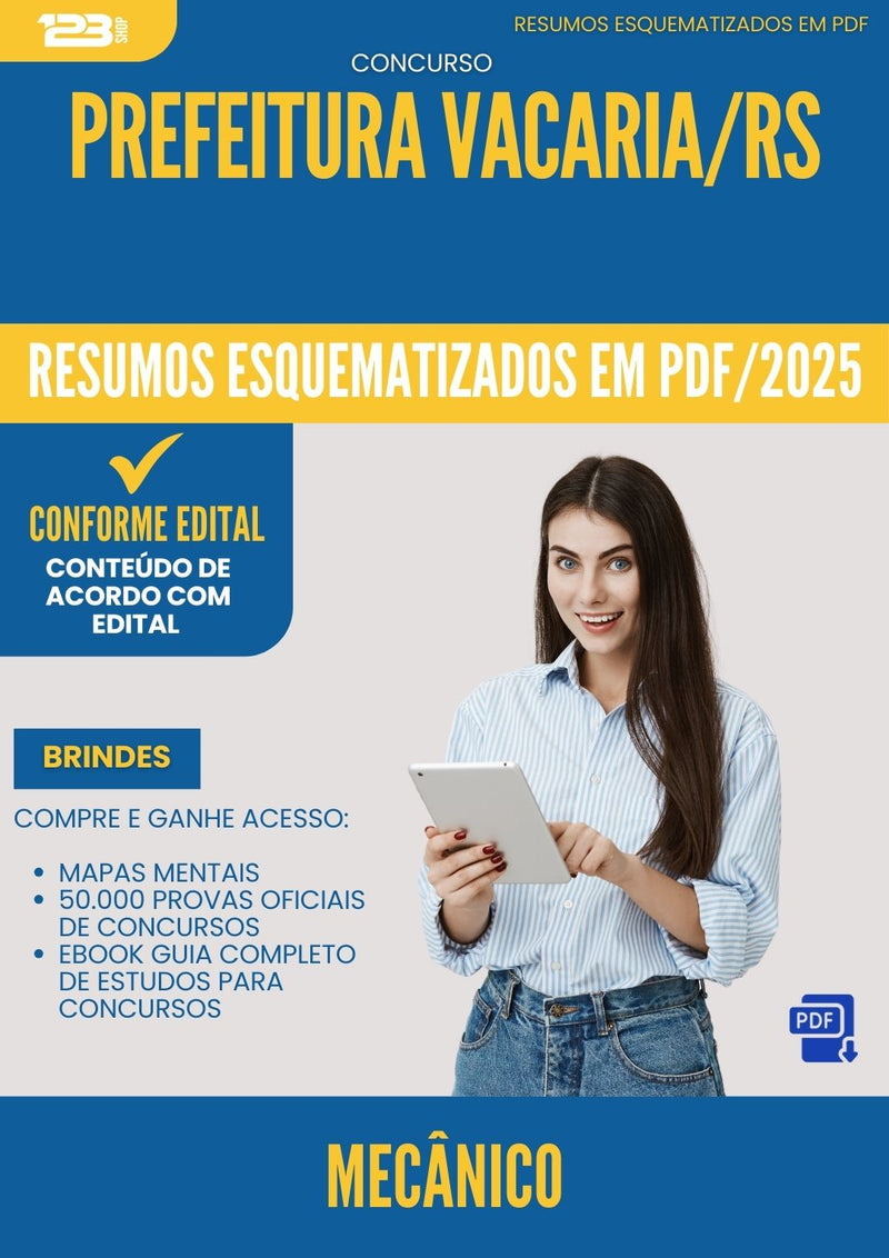 Resumos Esquematizados para Concurso Mecanico da Prefeitura Vacaria Rs 2025 - Conteúdo de Acordo com Edital