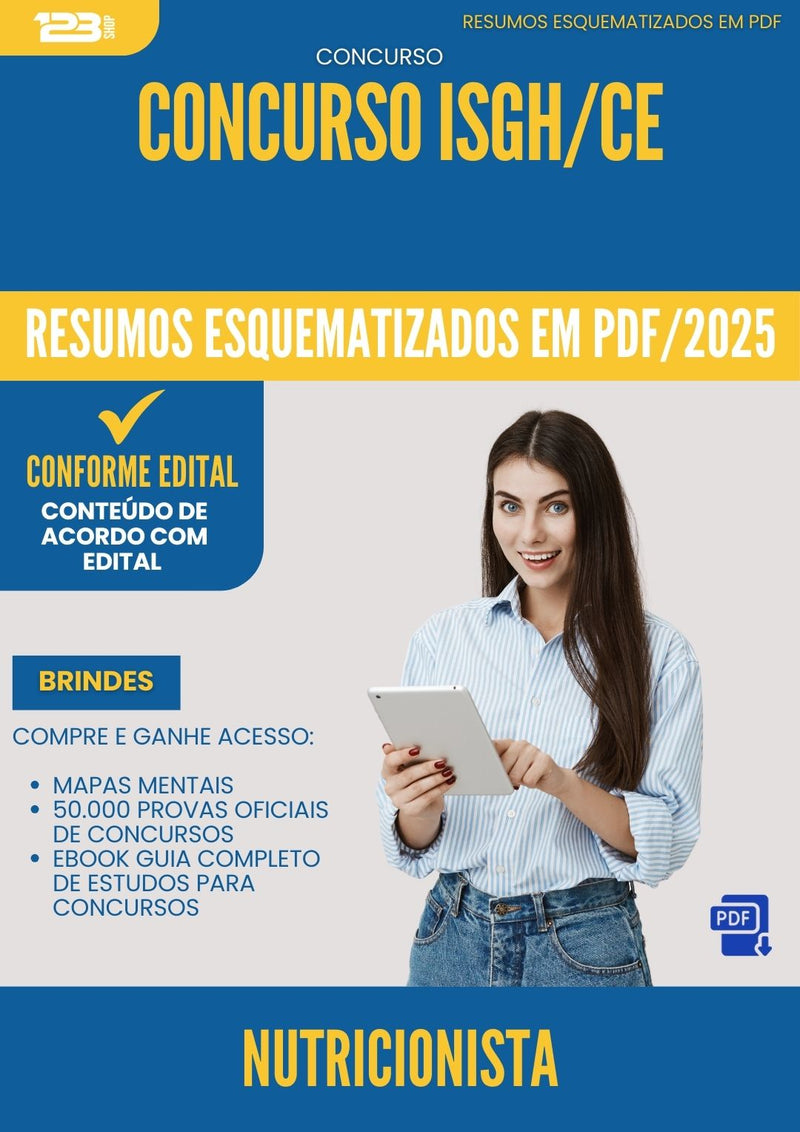Resumos Esquematizados para Concurso Nutricionista Isgh Ce 2025 - Conteúdo de Acordo com Edital