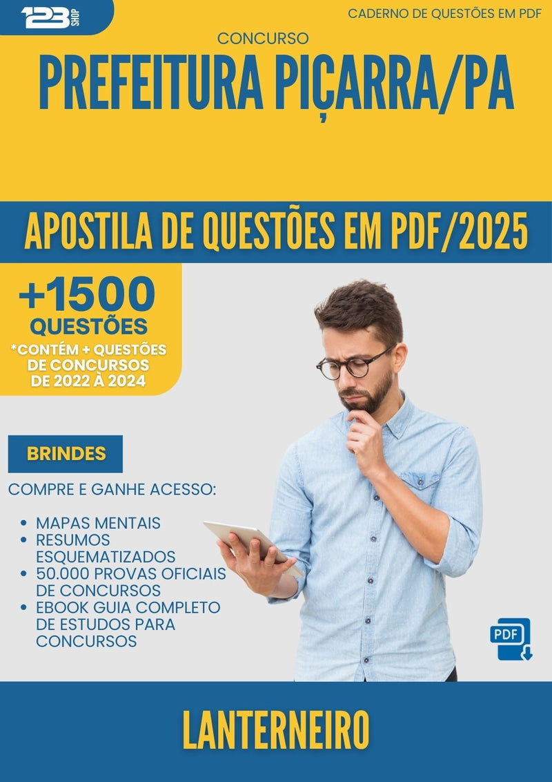 Apostila de Questões para Concurso Lanterneiro da Prefeitura Picarra Pa 2025 - Mais de 1.500 Questões