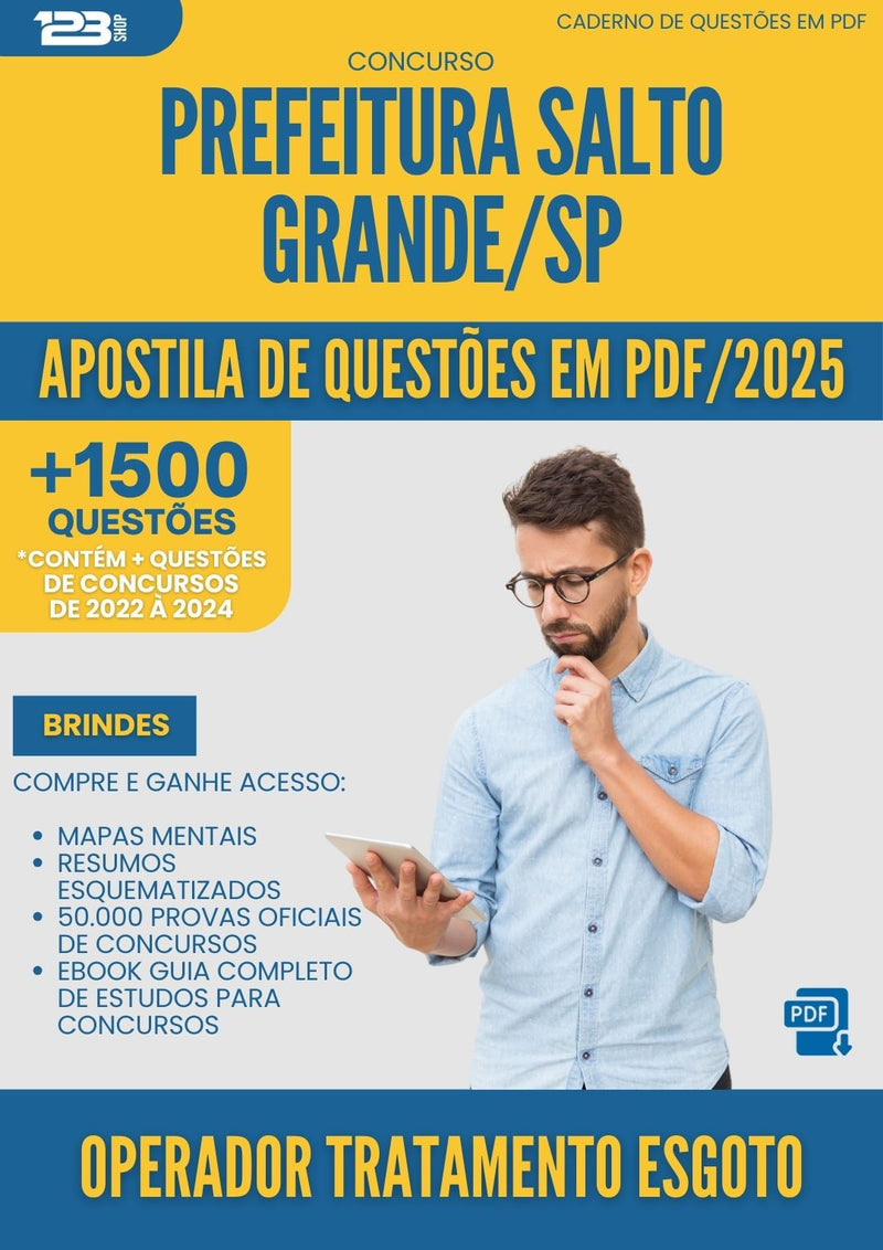 Apostila de Questões para Concurso Operador De Tratamento De Esgoto da Prefeitura Salto Grande Sp 2025 - Mais de 1.500 Questões