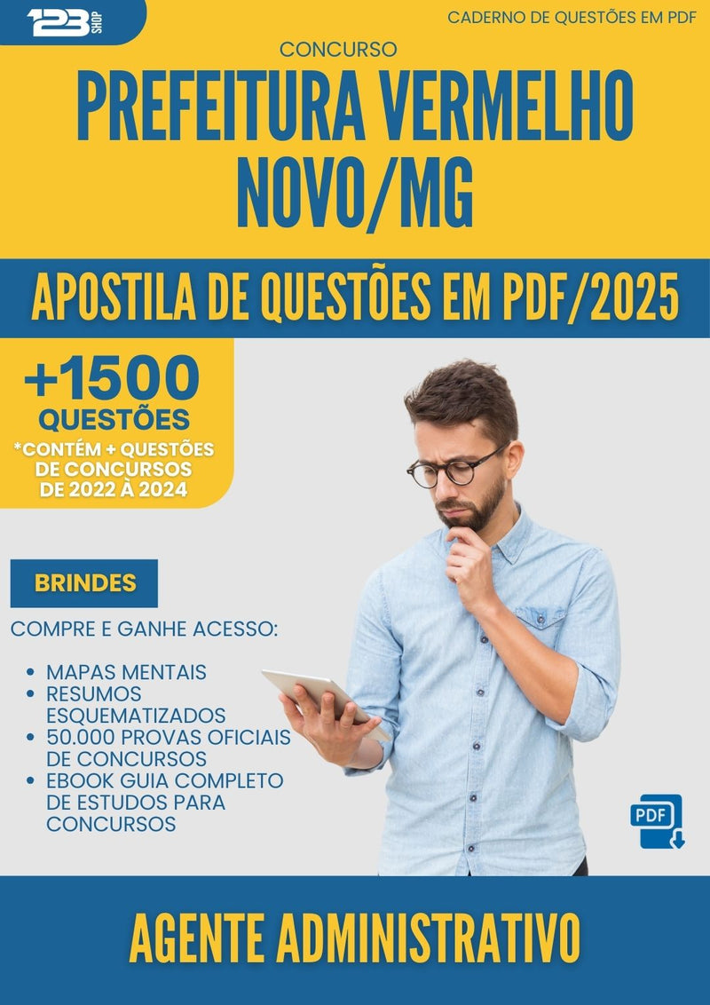 Apostila de Questões para Concurso Agente Administrativo da Prefeitura Vermelho Novo Mg 2025 - Mais de 1.500 Questões