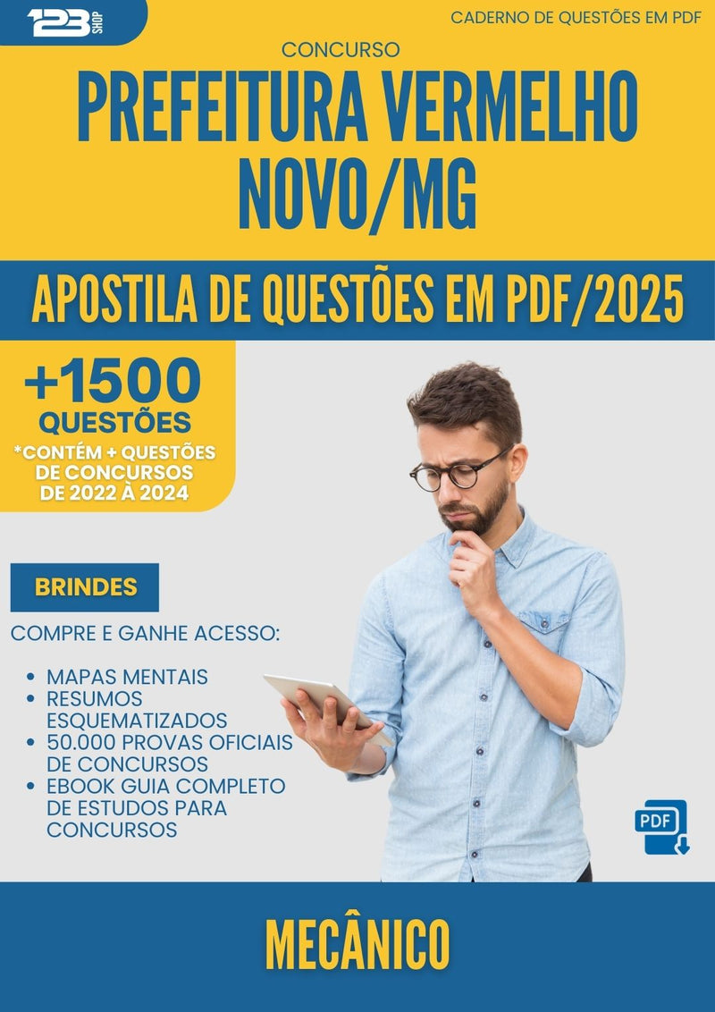 Apostila de Questões para Concurso Mecanico da Prefeitura Vermelho Novo Mg 2025 - Mais de 1.500 Questões