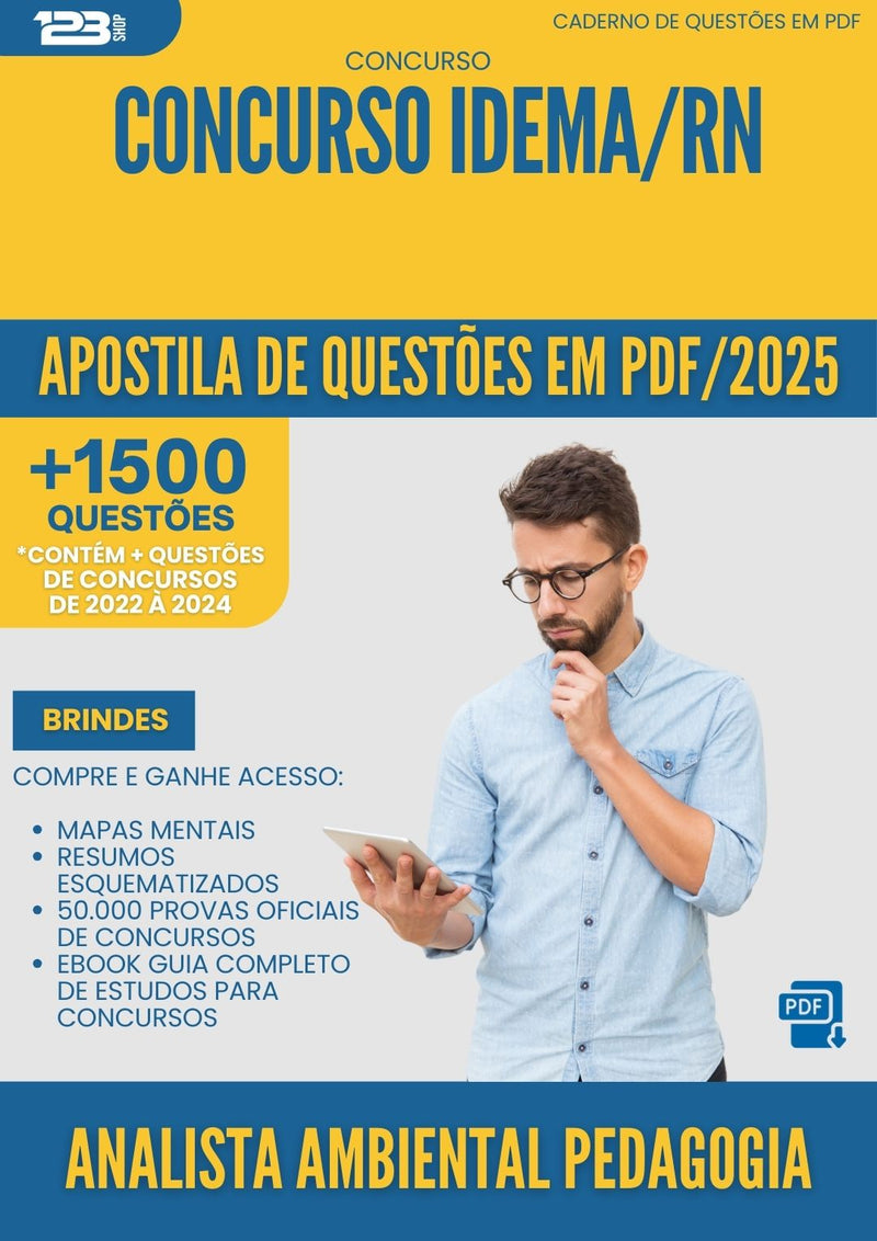 Apostila de Questões para Concurso Analista Ambiental Pedagogia Idema Rn 2025 - Mais de 1.500 Questões