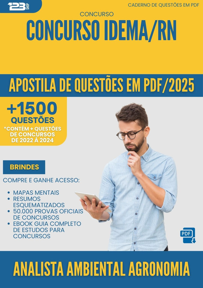 Apostila de Questões para Concurso Analista Ambiental Agronomia Idema Rn 2025 - Mais de 1.500 Questões