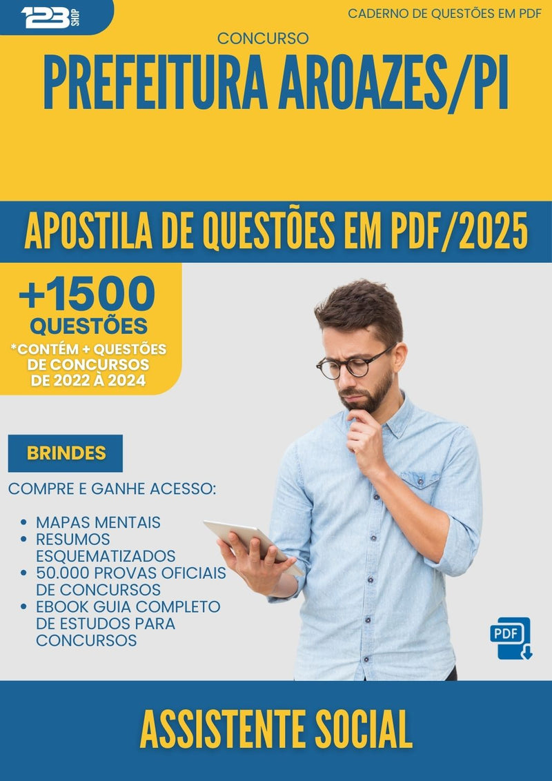 Apostila de Questões para Concurso Assistente Social da Prefeitura Aroazes Pi 2025 - Mais de 1.500 Questões