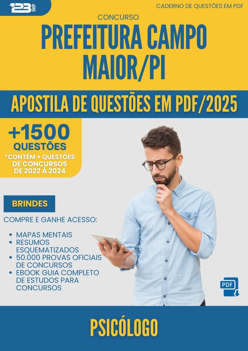 Apostila de Questões para Concurso Psicologo da Prefeitura Campo Maior Pi 2025 - Mais de 1.500 Questões