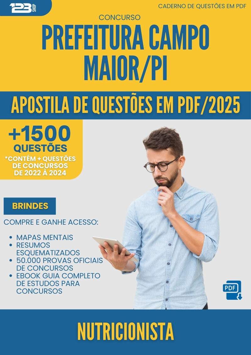 Apostila de Questões para Concurso Nutricionista da Prefeitura Campo Maior Pi 2025 - Mais de 1.500 Questões