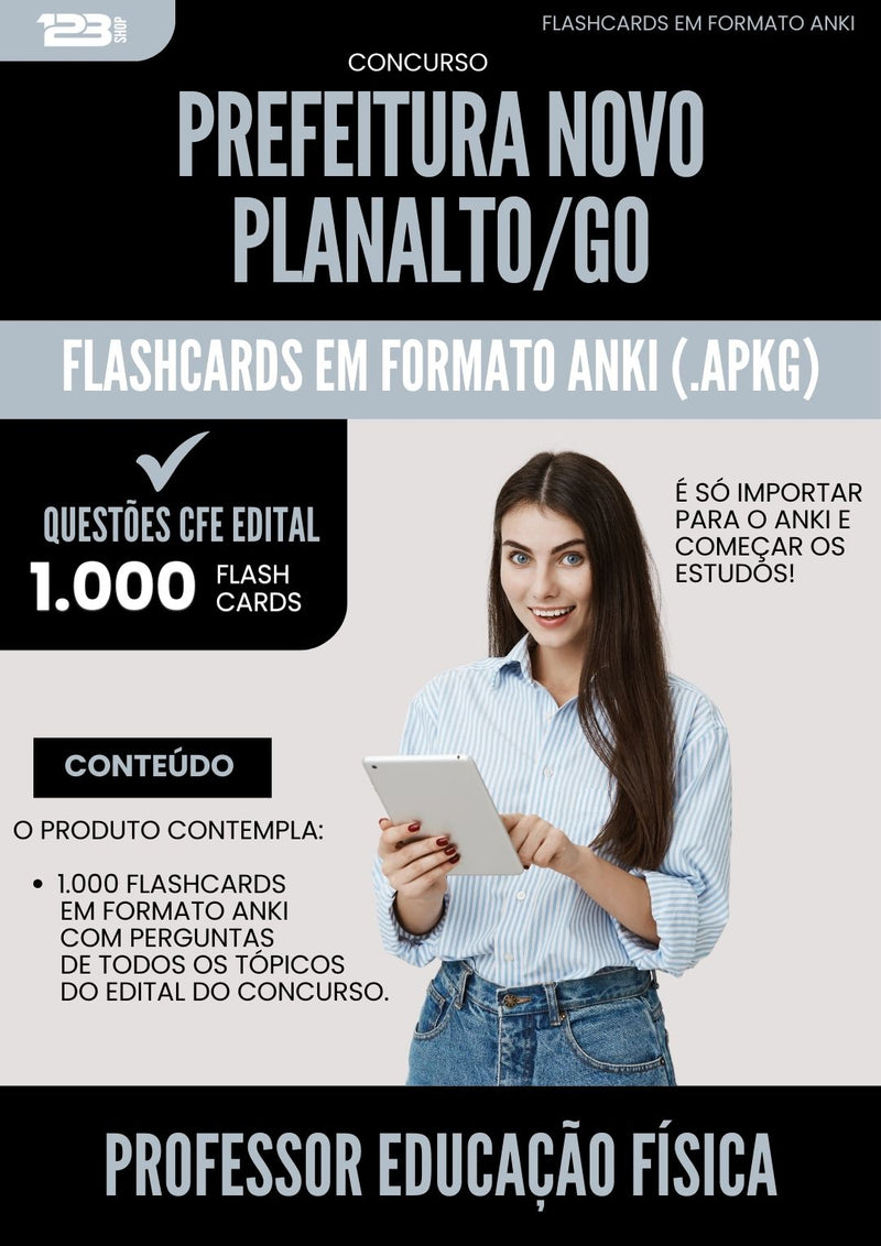 Flashcards para Concurso Professor Educacao Fisica da Prefeitura Novo Planalto Go 2025 - 1.000 Flashcards de Acordo com Edital