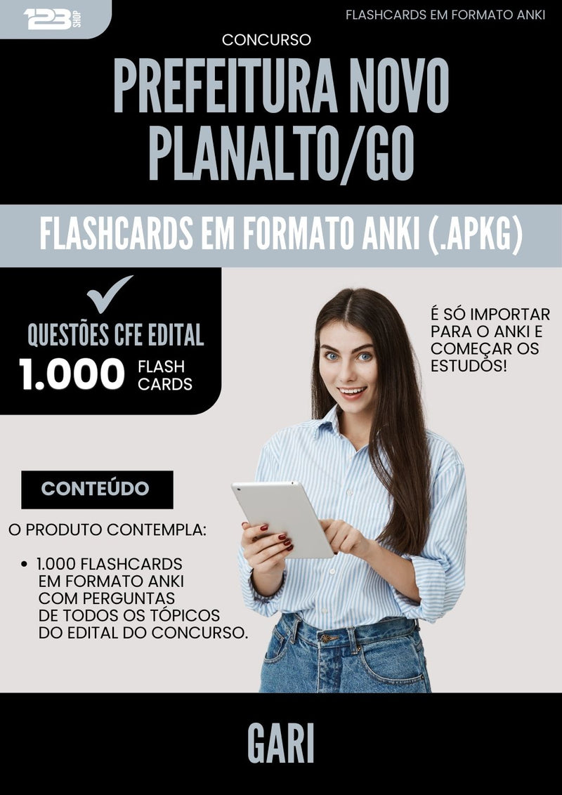 Flashcards para Concurso Gari da Prefeitura Novo Planalto Go 2025 - 1.000 Flashcards de Acordo com Edital