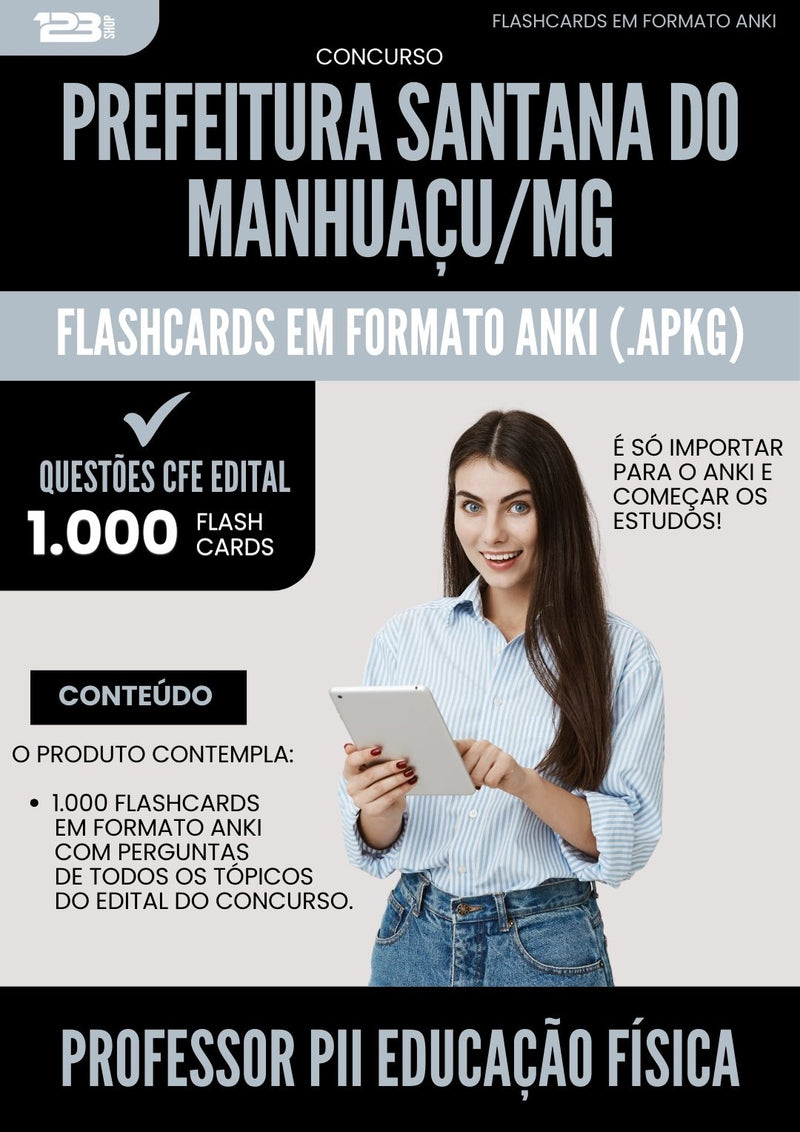 Flashcards para Concurso Professor Pii Educacao Fisica Santana Do da Prefeitura Manhuacu Mg 2025 - 1.000 Flashcards de Acordo com Edital