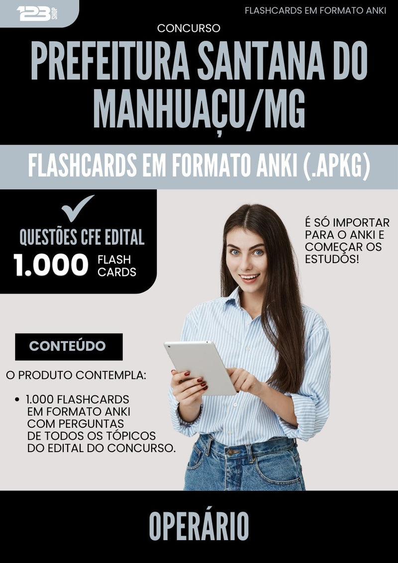 Flashcards para Concurso Operario Santana Do da Prefeitura Manhuacu Mg 2025 - 1.000 Flashcards de Acordo com Edital